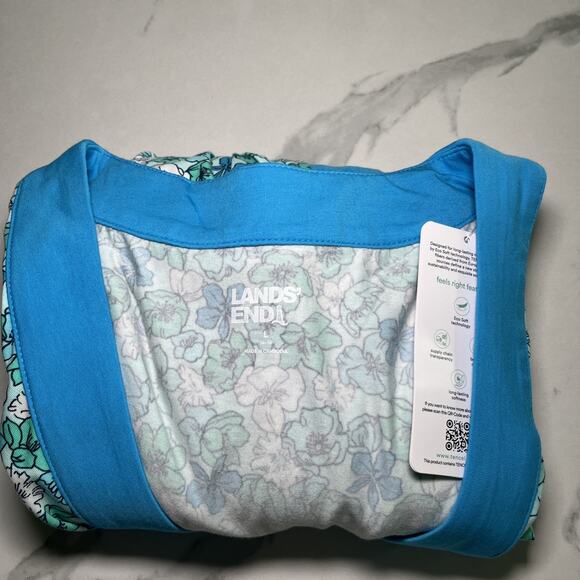 Lands End Faux Wrap Maxi Dress Size Large Floral Sleeveless Stretch Blue NWT - Picture 16 of 16